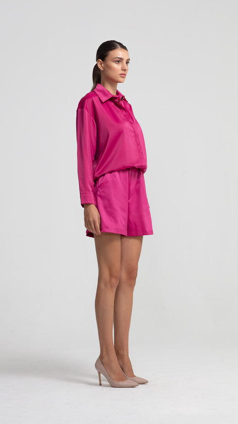 Raspberry Pink Satin Oversize Shirt